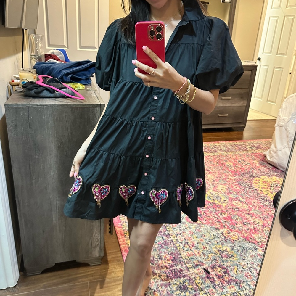 Black Heart Embellished Dress